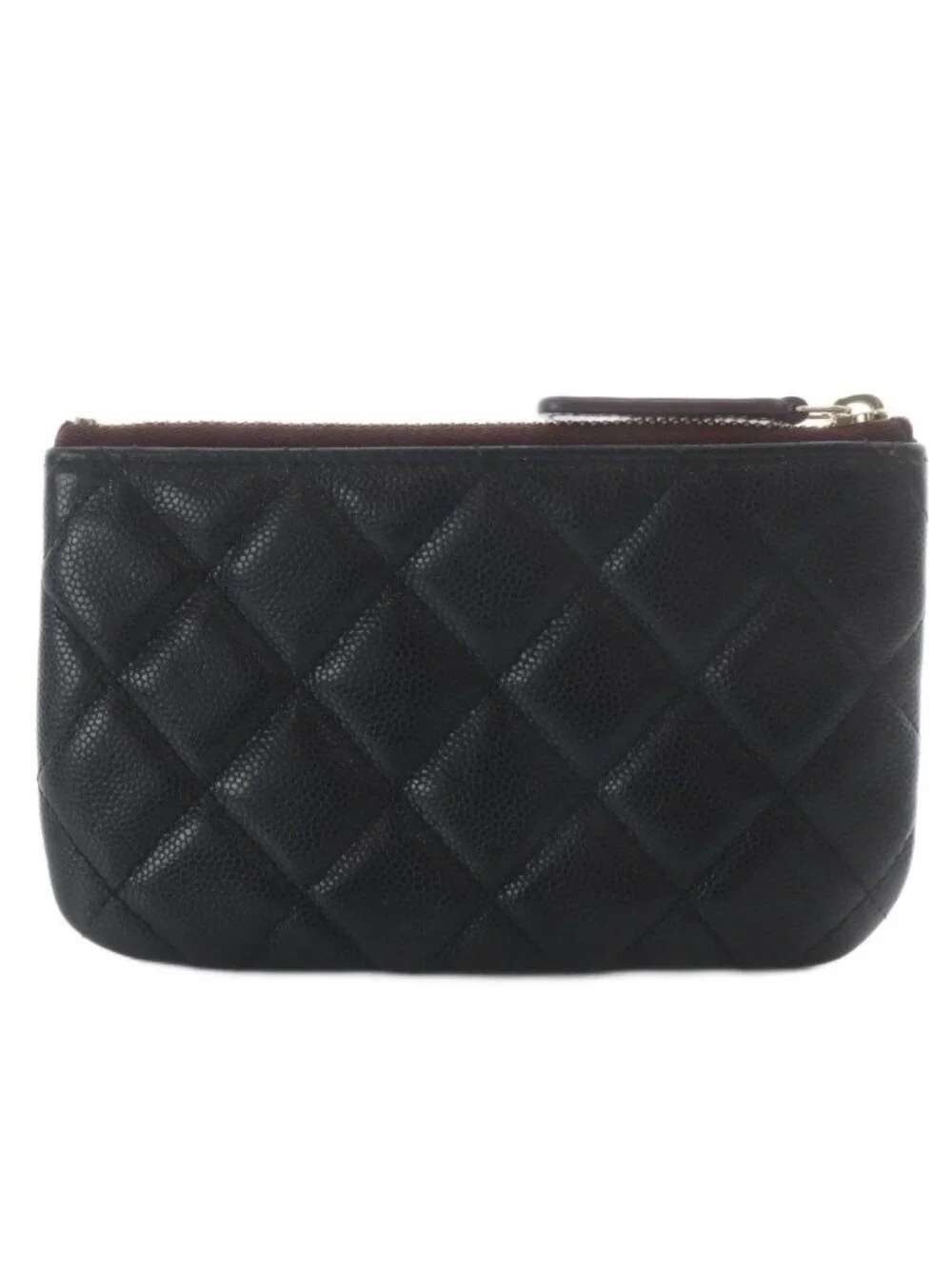 Chanel Quilted Caviar Leather Classic Small Zip Pouch CC Logo Black - Picture 2 of 8
